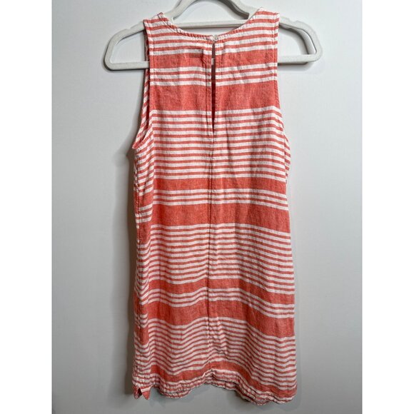Old Navy Linen Blend Tank Dress Womens Large Pink White Striped Coastal Beach - Picture 2 of 9